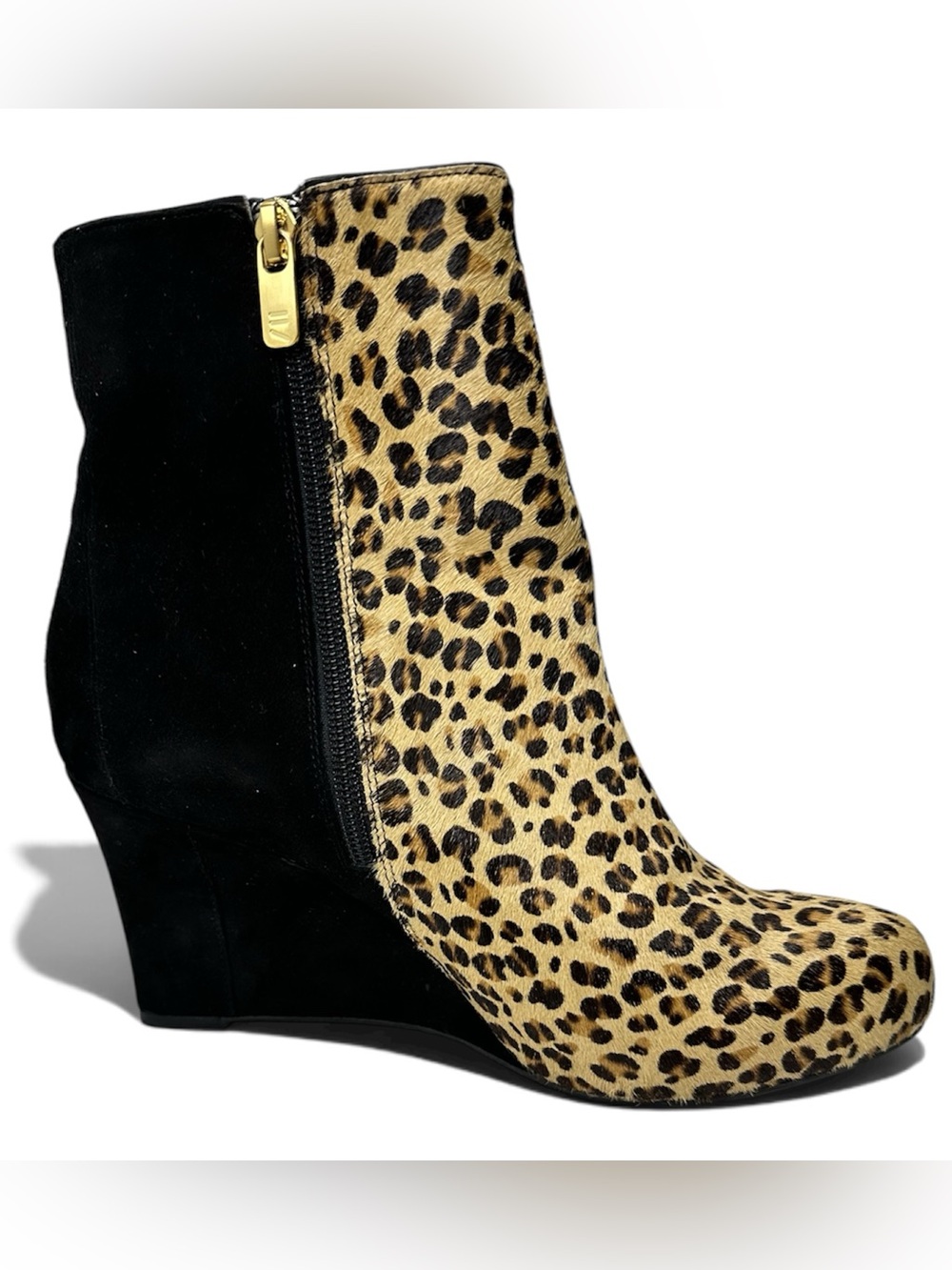 Rockport Leopard Calf Hair Leather Wedge Ankle Boots Size 9